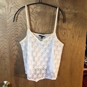 Lace cotton and polyester tank top